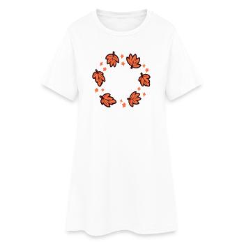Maple Leaves Autumn Leaves Circle Orange Stars - Women’s T-Shirt Dress - white - Front