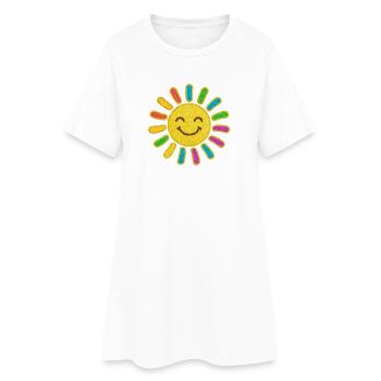 Baby Sonne | Glitzernder Sonnenschein Lächelsonne - Frauen T-Shirt-Kleid - Weiß - Vorne