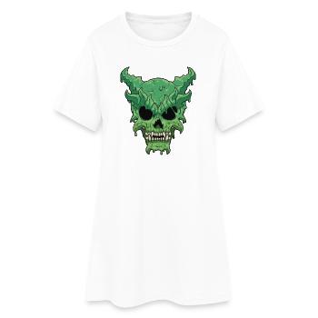 Crâne démon vert dégoulinant - Robe T-shirt Femme - blanc - Devant