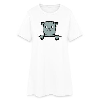 Cute llama fluffy alpaca peeking out - Women’s T-Shirt Dress - white - Front