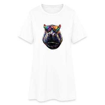 Nilpferd Flusspferd Mama Hippopotamus Cooles Hippo - Robe T-shirt Femme - blanc - Devant