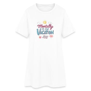 Mentalement ailleurs Design rétro - Robe T-shirt Femme - blanc - Devant