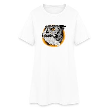 Portrait d’oiseau de nuit - Robe T-shirt Femme - blanc - Devant