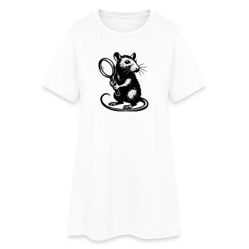 Rat avec motif loupe - Robe T-shirt Femme - blanc - Devant