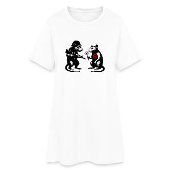 Guerre et Paix | Rats Banksy Street Art Style - Robe T-shirt Femme - blanc - Devant