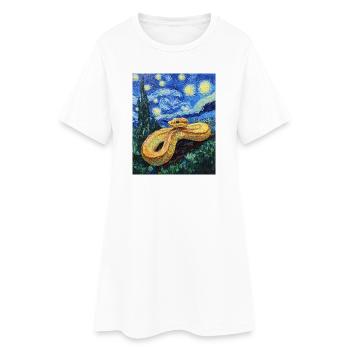  Schlange Python Van Gogh Style Starry Night - Frauen T-Shirt-Kleid - Weiß - Vorne