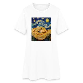  Schlange Python Van Gogh Style Starry Night - Frauen T-Shirt-Kleid - Weiß - Vorne