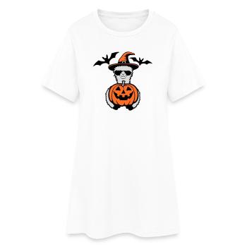 Lama Cool Halloween Lunettes de soleil citrouille Chapeau de sorcière - Robe T-shirt Femme - blanc - Devant