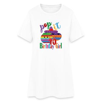 pop-it Birthday girl 10 - Women’s T-Shirt Dress - white - Front