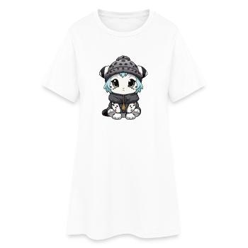 Schneeleopard Winter leopard Baby - Frauen T-Shirt-Kleid - Weiß - Vorne