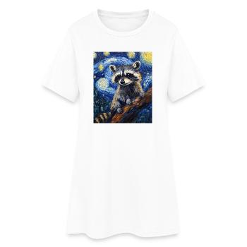 Waschbär raton laveur style Van Gogh nuit étoilée - Robe T-shirt Femme - blanc - Devant