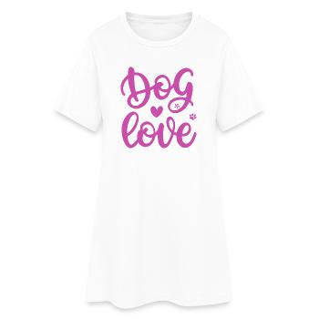 Amour Chien Doodle Rose - Robe T-shirt Femme - blanc - Devant