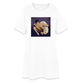 Zeitgemäße Umarmung - Frauen T-Shirt-Kleid - Weiß - Vorne