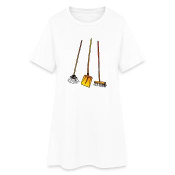 Râteau à feuilles, pelle et balai - Robe T-shirt Femme - blanc - Devant