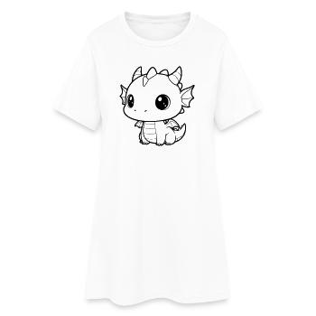 Cute Baby Dragon | Kawaii & Cuddly Vector - Women’s T-Shirt Dress - white - Front