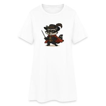 Raton laveur masqué avec rapière et cape - Robe T-shirt Femme - blanc - Devant