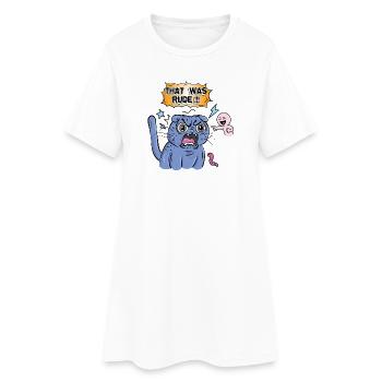 Chat en colère hurle à son expression - Robe T-shirt Femme - blanc - Devant