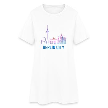 Berlin City Neon Skyline Silhouette Illustration - Women’s T-Shirt Dress - white - Front