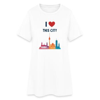J’adore cette ville – une silhouette colorée - Robe T-shirt Femme - blanc - Devant