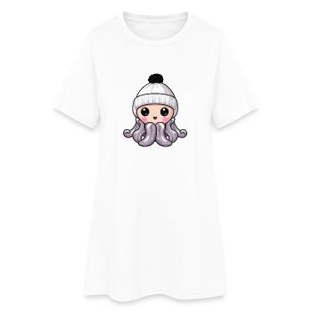 Octopus Winter Animal Baby Comic - Women’s T-Shirt Dress - white - Front