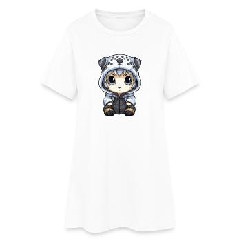 Schneeleopard Winter leopard Baby - Frauen T-Shirt-Kleid - Weiß - Vorne