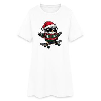 Eule Weihnachten Lustig - Frauen T-Shirt-Kleid - Weiß - Vorne