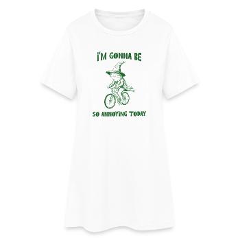Funny Frog Wizard Riding A Bicycle Sassy Humor  - Women’s T-Shirt Dress - white - Front