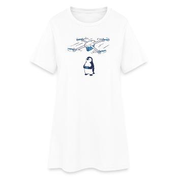 Drone and Penguin - Women’s T-Shirt Dress - white - Front