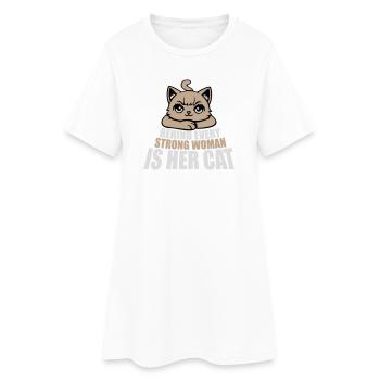 Derrière chaque femme forte se trouve son chat Spruch Katze - Robe T-shirt Femme - blanc - Devant