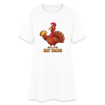 Manger des tacos Dessin animé Dinde - Robe T-shirt Femme - blanc - Devant
