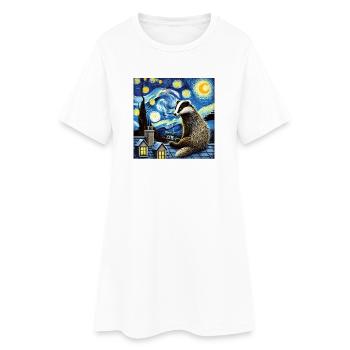 Blaireau sur le toit dans la nuit étoilée - Robe T-shirt Femme - blanc - Devant