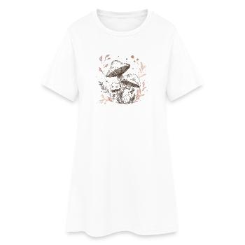 mushroom, mushroom picker, picking - Women’s T-Shirt Dress - white - Front