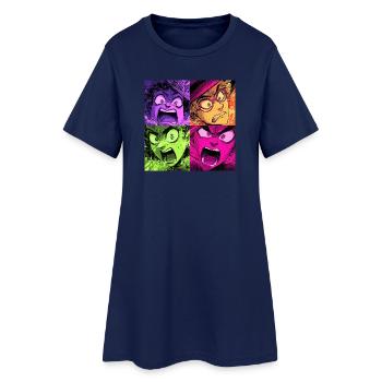 Farbenexplosion Schreie Collage Hexen - Frauen T-Shirt-Kleid - Light Navy - Vorne