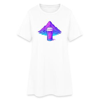 Neon Bierglas vor Berglandschaft - Frauen T-Shirt-Kleid - Weiß - Vorne