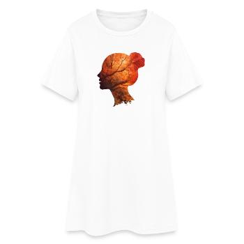 Herbst Silhouette Frau – Elegantes Portrait - Frauen T-Shirt-Kleid - Weiß - Vorne