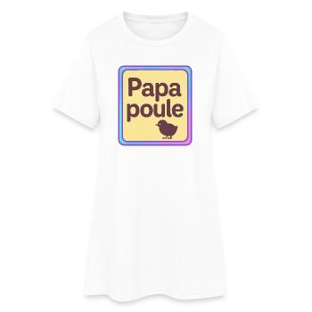 Papa Poule - Vatertag - Frauen T-Shirt-Kleid - Weiß - Vorne