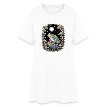 Grenouille au clair de lune avec champignons et étoiles - Robe T-shirt Femme - blanc - Devant