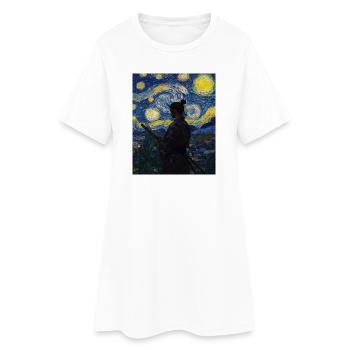 Samurai Japan Van Gogh Style Starry Night - Frauen T-Shirt-Kleid - Weiß - Vorne