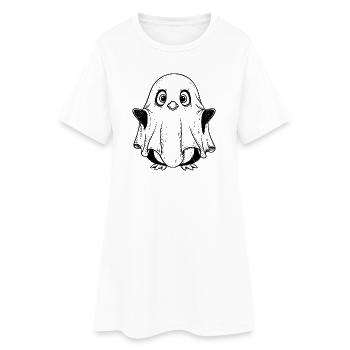Dessin animé bébé pingouin en costume de fantôme - Robe T-shirt Femme - blanc - Devant