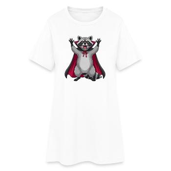 Mignon Halloween Vampire raton laveur Dessin animé Monstre - Robe T-shirt Femme - blanc - Devant