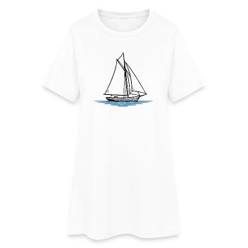 Minimalist Sailboat Silhouette - Women’s T-Shirt Dress - white - Front