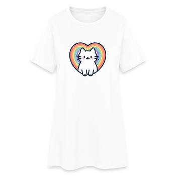 Kawaii Rainbow Heart Cat - Women’s T-Shirt Dress - white - Front