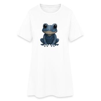 Denim Patchwork Frog - Women’s T-Shirt Dress - white - Front