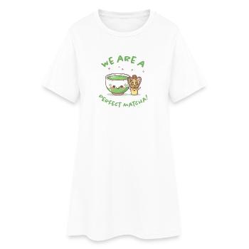 Perfekter Matcha Moment - Frauen T-Shirt-Kleid - Weiß - Vorne