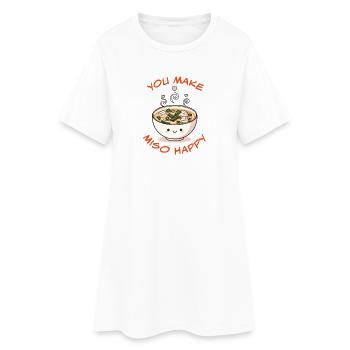 Dessin animé Miso Lucky Bowl - Robe T-shirt Femme - blanc - Devant