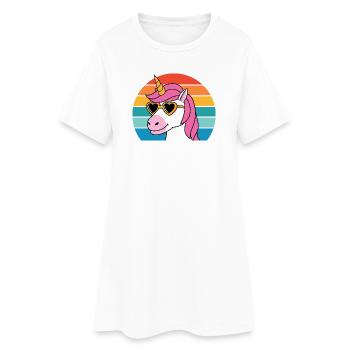 Créature mythique Conte de fées Cheval Fantaisie Licorne colorée - Robe T-shirt Femme - blanc - Devant
