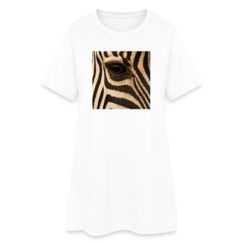 Animal - Zèbre, gros plan de l’œil - Robe T-shirt Femme - blanc - Devant