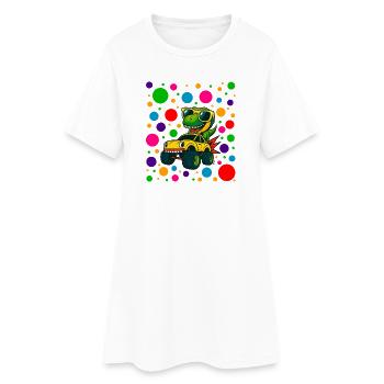 Pilote de dinosaure en neon dots - Robe T-shirt Femme - blanc - Devant