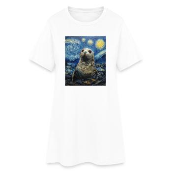 Robbe Van Gogh Style Nuit étoilée - Robe T-shirt Femme - blanc - Devant