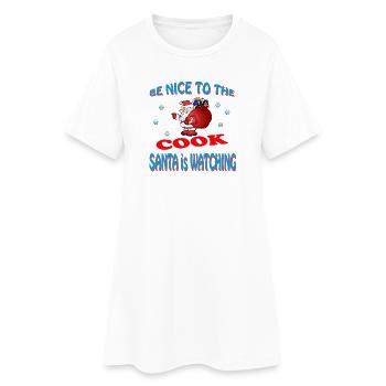 SANTA COOK - Frauen T-Shirt-Kleid - Weiß - Vorne